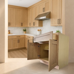 B24-B30 Free Shipping White Oak Cabinets | Flat Pack <b>Kitchen</b> Cabinets <b>For</b> US Multi-Family Projects | RTA Cabinets <b>For</b> Apartments - Product Image 1