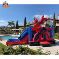 Structure gonflable de jeu sur le thème de Spider-Man pour l'extérieur et toboggan aquatique gonflable : structure gonflable de jeu de super-héros pour enfants en plein air