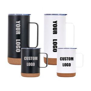 Venta al por Mayor de Fábrica: Taza de Acero Inoxidable de 16 oz con Base de Corcho, Taza de Café Personalizada con Logotipo, Taza Personalizada con Base de Madera - Product Image 1