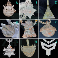 Pendentif personnalisé en moissanite, style hip-hop, entièrement serti, en argent S925, avec diamant en moissanite VVS coloré et figurine en émail