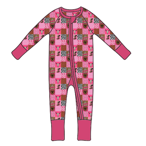 Niedliche Baby Mädchen Sommer Bambus Pyjamas Denim Animal Print Reiß verschluss Stram pler Versand bereit in Größen 0-6 Monate 18 Monate 2T - Product Image 4