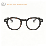 Lunettes pour hommes anti-lumière bleue, monture en acétate, verres transparents, de marque, pour ordinateur, rondes