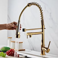 Robinet de cuisine double rotatif en laiton recouvert d'alliage de zinc, style américain, pour eau froide et chaude, idéal pour laver les légumes