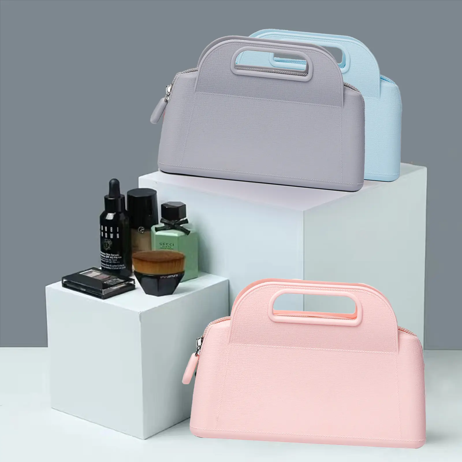 Custom Siliconen Cosmetische Tas Organizer Toilettas Make-Up Kit Grote Waterdichte Reis Toilettas