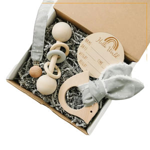 <span class=keywords><strong>Baby</strong></span> soothe conjunto de brinquedo infantil, conjunto de brinquedos de madeira saliva, cobertor de toalha e orelha para presente de 100% algodão natural para chá de bebê - Product Image 1