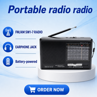 Radio de poche portable vintage OEM ODM avec logo personnalisé, 9 bandes AM FM SW, USB, TF, BT, alimentée par piles, lampe de poche d'urgence