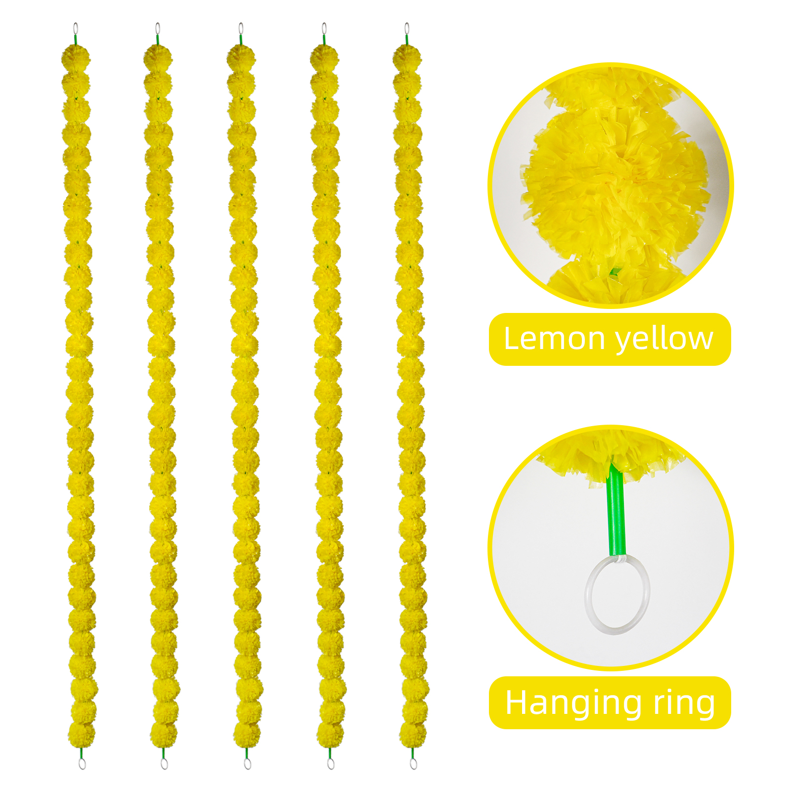 Hot Sale Artificial Marigold Flower Garland for Indian Wedding, Christmas, and Home Decor - Love Hom