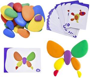 Ensemble de roches de tri en bois colorées jouet éducatif unisexe pierres d'équilibrage blocs empilables pour les enfants - Product Image 2