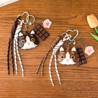 Porte-clés créatif en cuir PU style Miu, pendentif chat mignon pour couple, breloque de sac et de voiture pour mariage et anniversaire