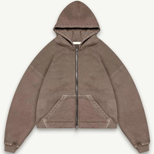 Custom Mens Hoodie 480 Gsm Blank Heavyweight <strong>Oversized</strong> French Terry Drop Shoulder Cropped Boxy <strong>Oversized</strong> Full Zip up Hoodie - Product Image 2
