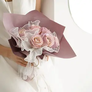 28Cm * 5 Yards Sóng Sợi Vàng Rim Flower Bọc Sợi DIY Craft Wedding Party Valentine Của Ngày Rose Bouquet Gói Quà Lưới Sợi