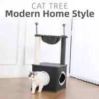 Arbre à chat moderne gris foncé avec hamac et condo pour animaux de compagnie