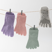 Chaussettes de yoga 2026 à cinq doigts, motif diamant, antidérapantes, pour Pilates et sports