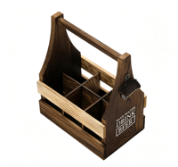 Porte-bouteille de bière en bois gravé avec logo personnalisé, sac de transport en bois pour la maison, la cuisine et les pique-niques