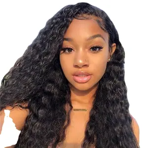 Lace Wig OEM Vendors Water Wave Virgin Cuticle Aligned Full Swiss Lace 100% Human Hair Wig Unprocessed Brazilian 1 Piece Long