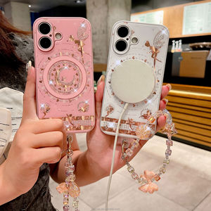 Nouvelle coque de téléphone Cove pour téléphone 16 15 <span class=keywords><strong>14</strong></span> 11 Pro mignon diamant fleur papillon fée étincelant support support 3D housse de téléphone - Product Image 4
