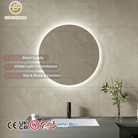 Miroir de salle de bain rond rétroéclairé avec éclairage LED, sans cadre, anti-buée, à intensité variable, 600 mm, 24 pouces, fabriqué par Circle