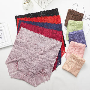 Culottes en dentelle pour femmes, taille haute, sexy, transparentes, G-STRING, grande taille, hanches, abdomen, sans couture, antibactériennes, respirantes, en pur coton - Product Image 1