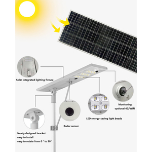 Lampadaire solaire intégré écologique, indice de protection IP65, pour usage extérieur sur route et dans le jardin - Product Image 4
