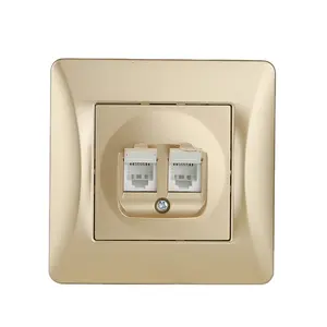 European Flush Mounted Wholesaler Factory Supply EU Standard Golden Socket PC Material Electric CAT3 RJ11 Telephone Tel Socket