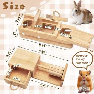 Wooden Pet Foraging Toy With Treat Dispensing For Rabbit Hamster Interactive Feeder <b>Puzzle</b> <b>Box</b> Small Animal Enrichment - Product Image 2
