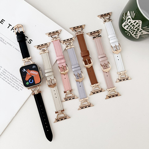 Correa de reloj Upro elegante para mujer, de cuero genuino, para Apple Watch S10 42mm 46mm, hebilla en forma de D de acero, correa de cuero delgada - Product Image 1