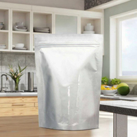 Sacs en feuille d'aluminium Mylar thermoscellés à fond carré Feuilles de stockage réutilisables Étiquettes auto-adhésives Fermeture à glissière étanche à l'humidité pour les aliments