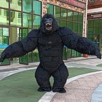 Costume de Mascotte Gonflable King Kong Gorille pour Adultes, Combinaison Noire en Peluche Gonflable pour Halloween et Cosplay - Grande Vente