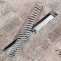 HIDEEP Drain de sol linéaire moderne en acier inoxydable poli 600x68mm pour salle de bain, toilettes et cuisine d'hôtel