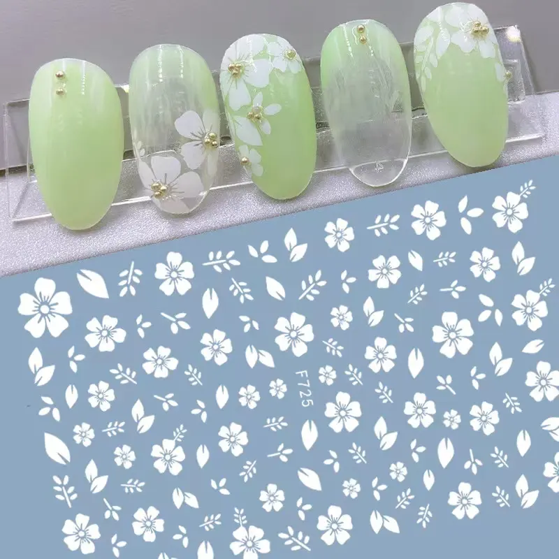 Spring 2022 new ins romantic cherry blossom series nail stickers small white flower bronzing fashion nail stickers