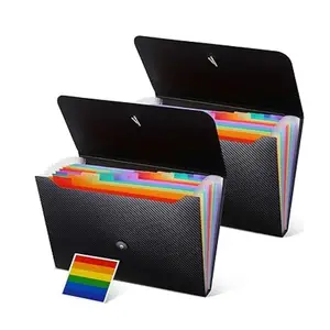 Hot Sale 13 Pockets A4 Rainbow Expanding File Folder Plastic Accordion File Organizer File Storage Folder