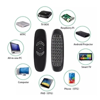 En stock C120 souris à air rétro-éclairé 2.4G sans fil rechargeable 7 couleurs mini clavier télécommande universelle pour Android TV BOX