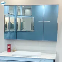 Espejos de baño de 3 puertas con iluminación Led, impermeables IP44, montado en la pared, para medicina, armario, Sensor de movimiento, estantes de 3 niveles