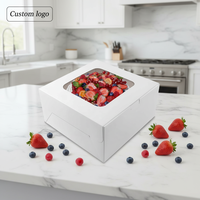 Boîte à gâteau personnalisée avec logo, emballage de pâtisserie en gros, boîte de boulangerie en carton blanc de qualité alimentaire avec fenêtre
