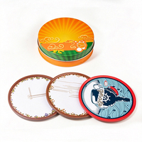 Lot de 4 sous-verres ronds promotionnels en métal, en boîte métallique, avec base en liège, directement de l'usine