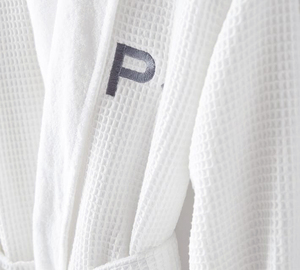 Bata de baño de spa de doble capa, 100% algodón, Unisex, de lujo, color blanco, Waffle, Terry - Product Image 4