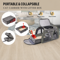 Litière pour chat pliable et portable avec doublure en PEVA anti-fuite, tissu cationique 300D, pour les voyages et l'utilisation en extérieur comme transporteur pour animaux de compagnie