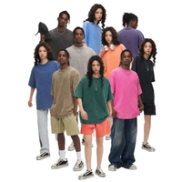T-shirt pour adolescents américains RUICHI printemps-été, en coton lourd 305GSM, lavage vintage, col étroit ample