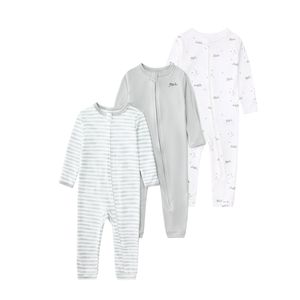 Bộ quần áo trẻ em thời trang 3 món, bộ liền thân có khóa kéo, bộ ngủ liền thân bằng cotton dệt kim cho bé - Product Image 5
