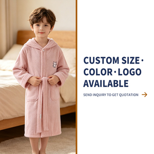<span class=keywords><strong>Accappatoio</strong></span> in Spugna 100% Cotone con Collo a Scialle Rosa per Uso Quotidiano e Regalo Donna Bambina Stile Avvolgente Copricostume Ingrosso - Product Image 6