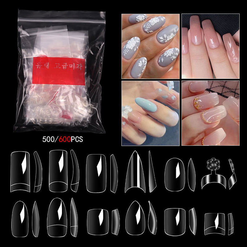 High Quality Professional Custom Logo French Style Artificial False Nails Half Tips and Full Cover False Nail Tips