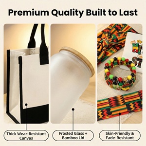 Coffret Cadeau Lunaire Juneteenth Mois de l'Histoire des Noirs Sac Fourre-tout en Toile et Gobelet en Verre pour Cadeaux de Fête - Product Image 4