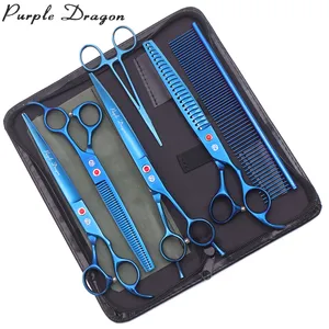Dog Grooming Kit 8" Purple Dragon Japan Stainless Teeth Scissors Chunker Straight Shears Pet Curved Scissors Z3015