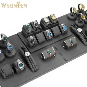 WYP New Designed Luxury Microfiber Watch Display Stand Metal Jewelry Display Rack For Window Showcase