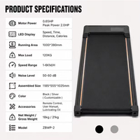 Tapis de marche électrique ZBWP-2C en stock, prête à être expédiée, faible MOQ, charge 120 kg, tapis de course de bureau, salle de sport à domicile, logo personnalisé, prix usine, OEM