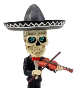 Estatua de Resina Pintada a Mano del Día de los Muertos, Decoración Mexicana, Esqueleto Bobblehead Tocando la Guitarra, Figura Personalizada - Product Image 5