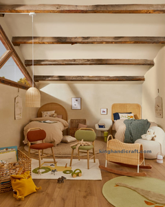 เก้าอี้โยกหวายม้าทำด้วยมือสำหรับเด็กที่ยั่งยืนในร่มสถานรับเลี้ยงเด็กของเล่นนั่งบนสำหรับเด็กวัยหัดเดิน - Product Image 4