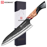 Keemake 8 Inch Damascus Staal Koksmes Japans 7 Lagen 440c Stalen Mes Keuken Snijmes Met Hars Handvat