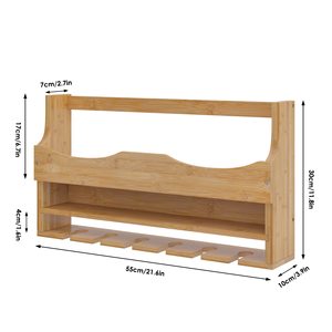 Treo Tường Rượu Vang Giá Tre Rượu Vang Giá Với 6 Người Giữ Kính Và Rượu Vang Lưu Trữ Hiển Thị Kệ Cho Nhà Bếp - Product Image 2