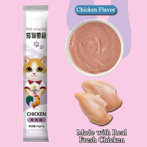 Proveedor OEM de alimentos para mascotas personalizado al por mayor 15g comida para mascotas salmón atún <span class=keywords><strong>pollo</strong></span> ternera gato tratar comida húmeda gato gatito tiras Snack - Product Image 3